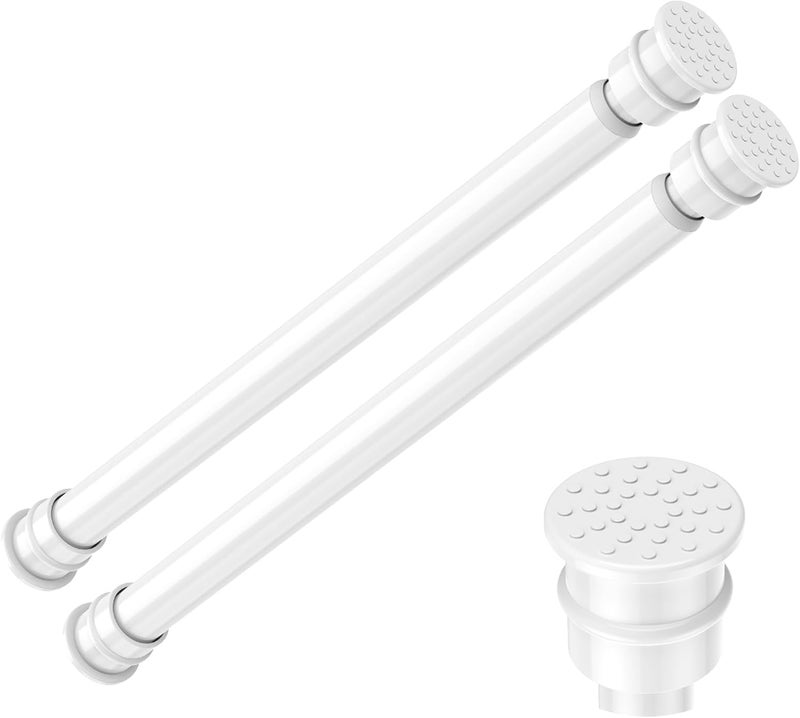 fvonzn Fvonzon 2 Pack Small Tension Rods 12-19 Inch, Thin Tension Curtain Rods for Windows, Spring Rod for Closet, Cabinet & Kitchen, Mini Curtain Rod Tension Fit, Tiny Skinny Compression Rods White - Image 1